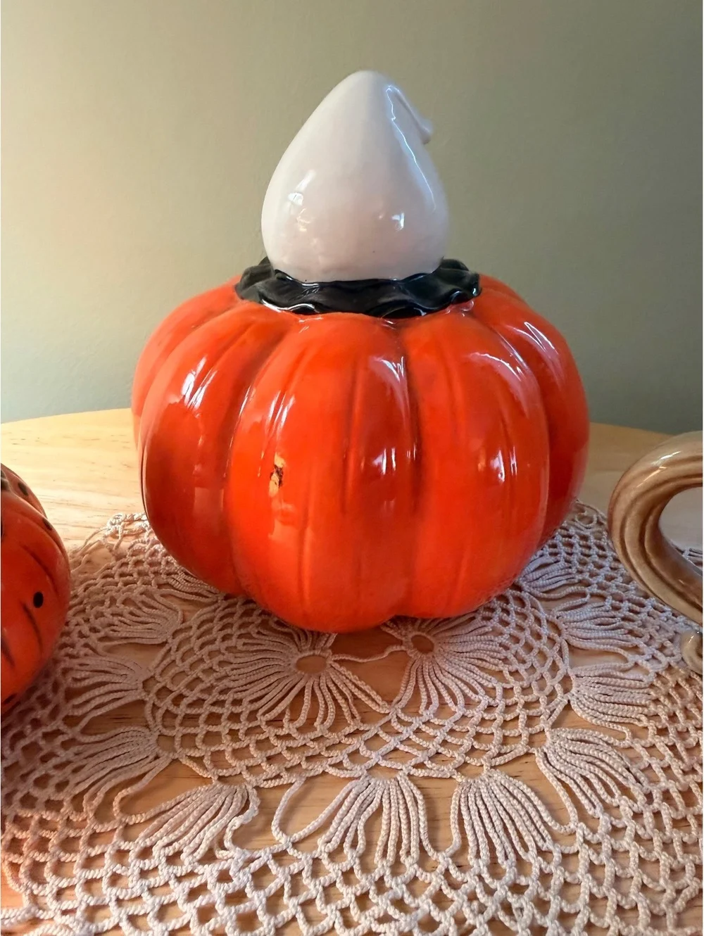 Halloween Ceramic Pumpkin and Ghost Mug Set - 3 Pieces